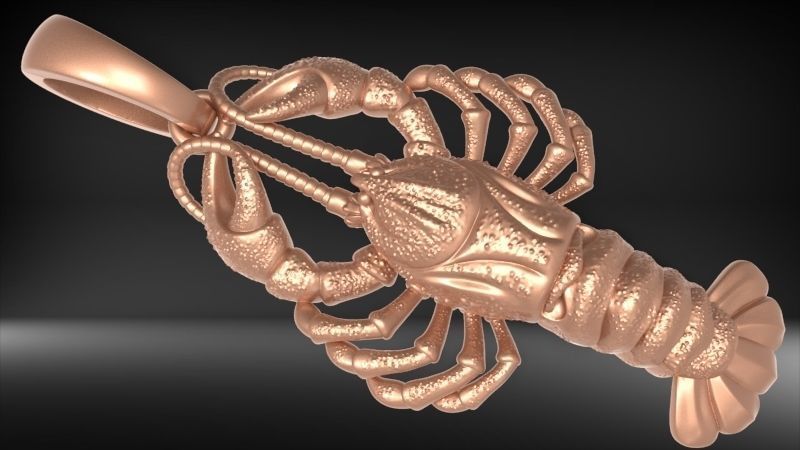 Lobster crayfish pendent Necklace Charm Jewelry  3D print model_6