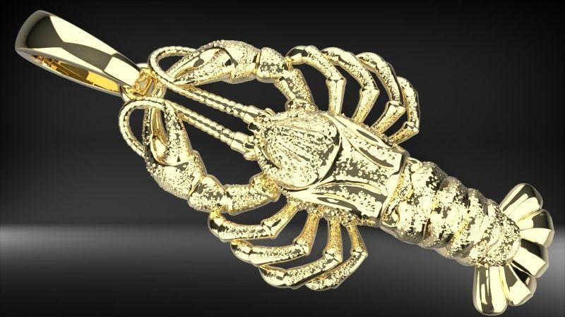 Lobster crayfish pendent Necklace Charm Jewelry  3D print model_28