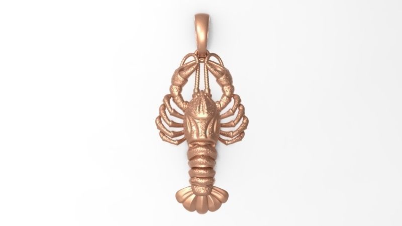 Lobster crayfish pendent Necklace Charm Jewelry  3D print model_17