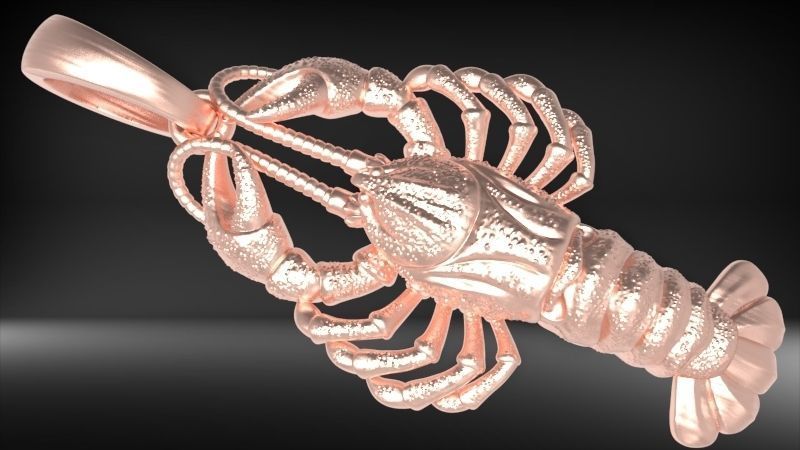 Lobster crayfish pendent Necklace Charm Jewelry  3D print model_10