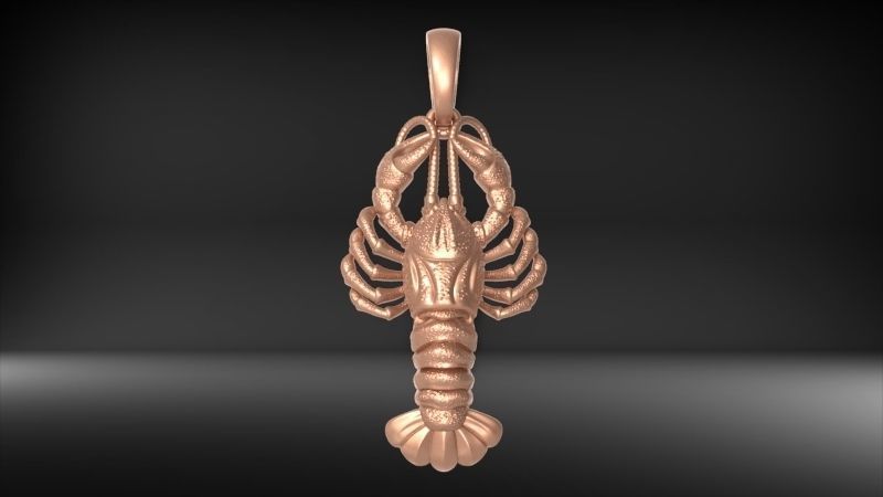 Lobster crayfish pendent Necklace Charm Jewelry  3D print model_2