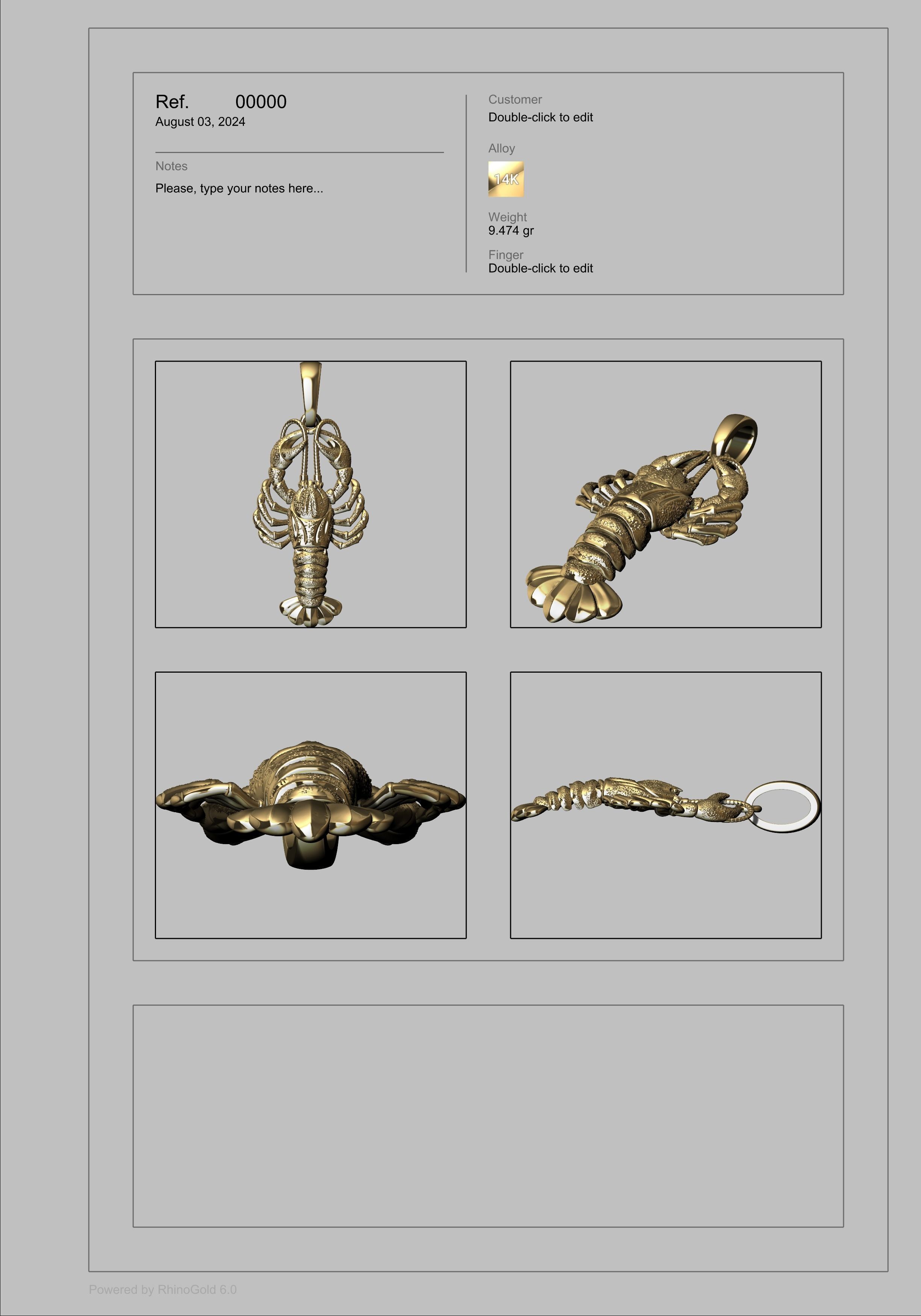 Lobster crayfish pendent Necklace Charm Jewelry  3D print model_13