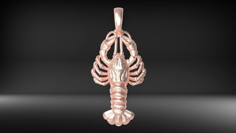 Lobster crayfish pendent Necklace Charm Jewelry  3D print model_21