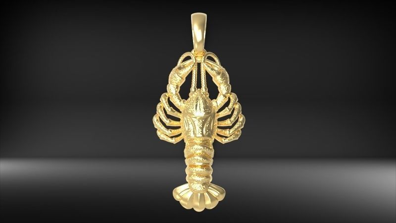 Lobster crayfish pendent Necklace Charm Jewelry  3D print model_23