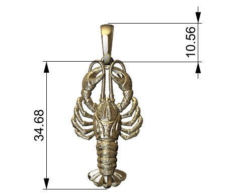Lobster crayfish pendent Necklace Charm Jewelry  3D print model_14