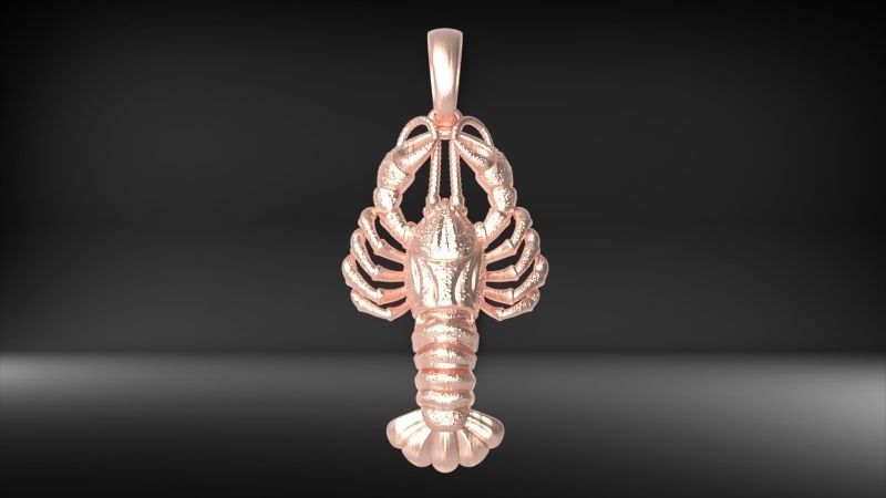 Lobster crayfish pendent Necklace Charm Jewelry  3D print model_20