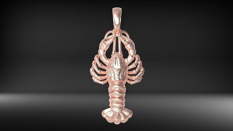Lobster crayfish pendent Necklace Charm Jewelry  3D print model_19