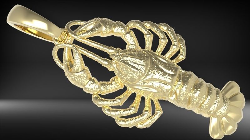 Lobster crayfish pendent Necklace Charm Jewelry  3D print model_27