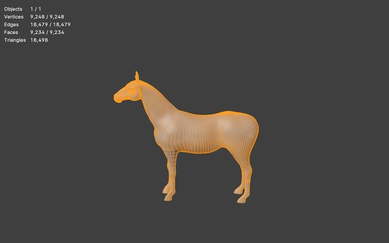 Realistic Gray Horse Low-poly 3D model_6