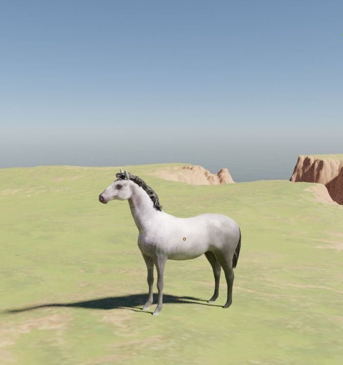 Realistic Gray Horse Low-poly 3D model_10