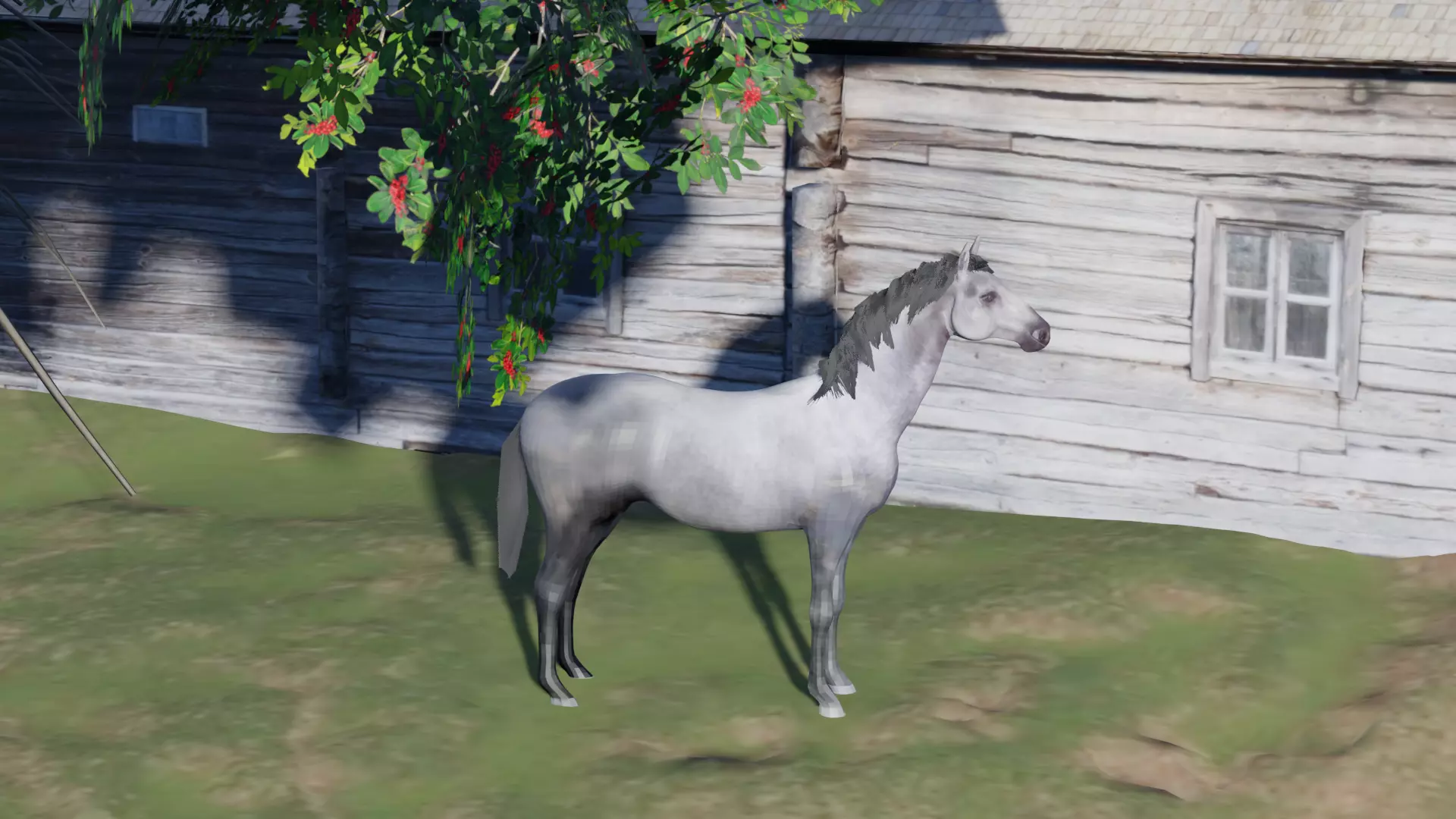 Realistic Gray Horse Low-poly 3D model_0
