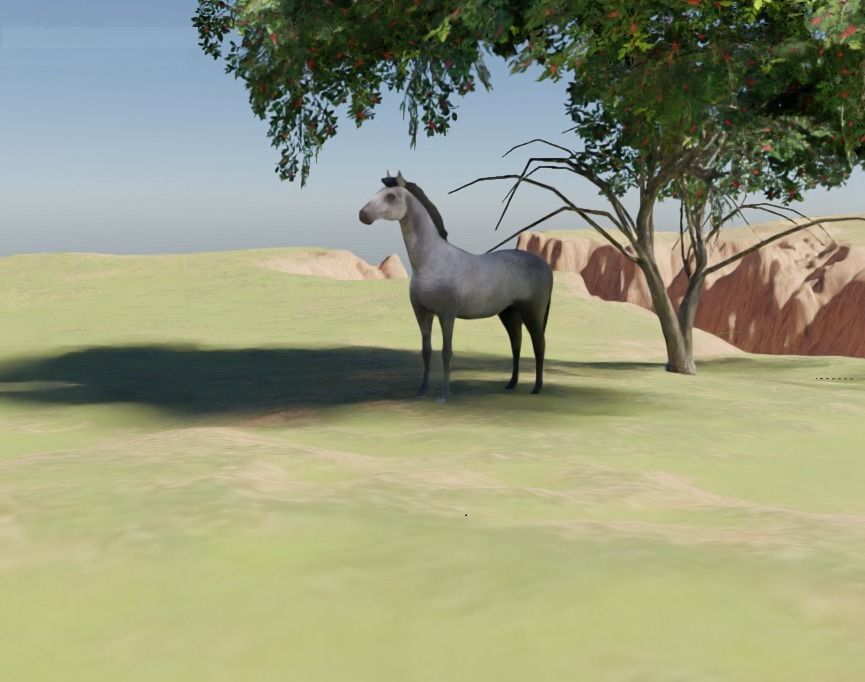 Realistic Gray Horse Low-poly 3D model_7