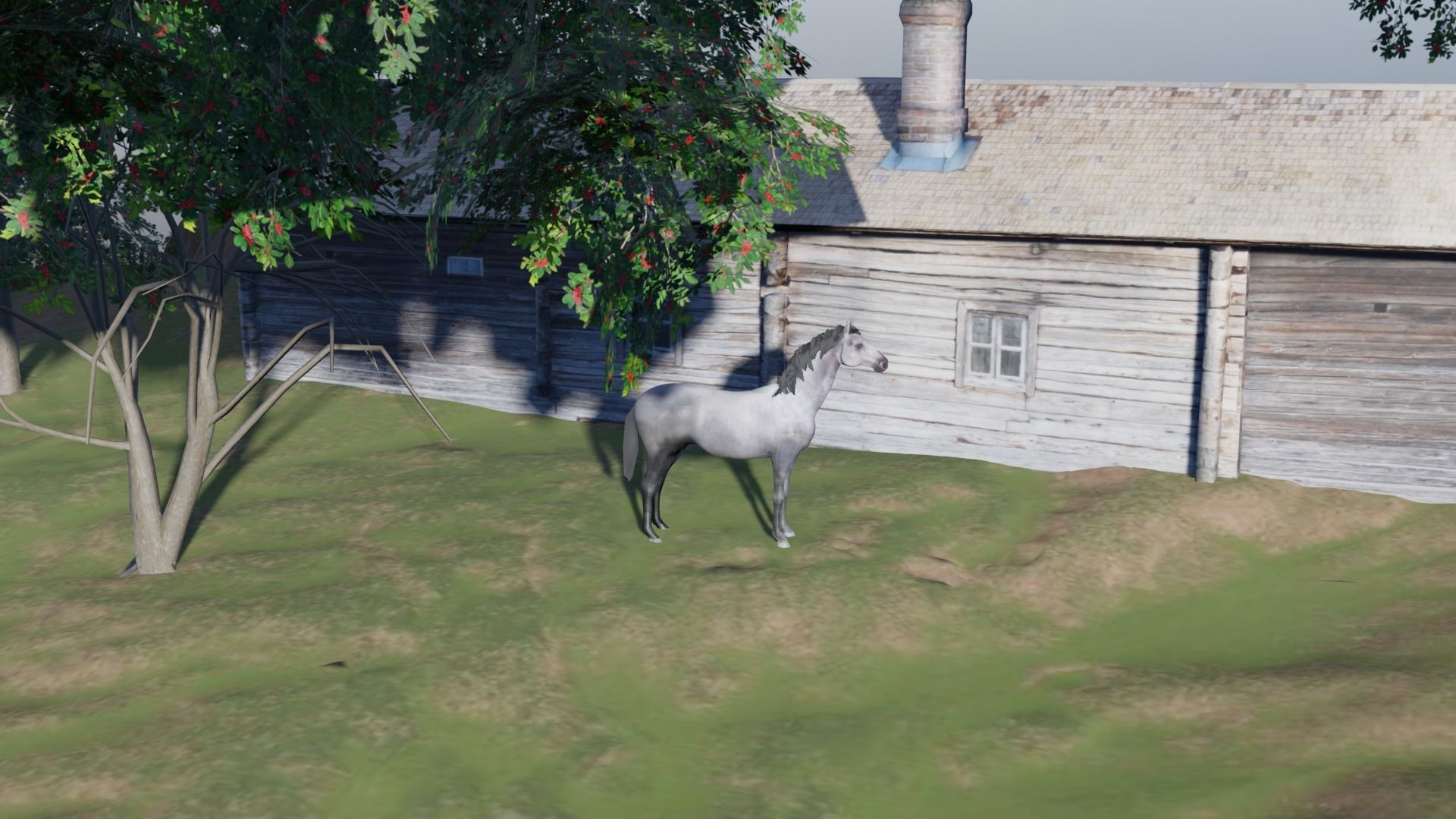 Realistic Gray Horse Low-poly 3D model_3