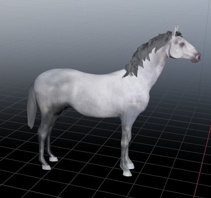 Realistic Gray Horse Low-poly 3D model_4