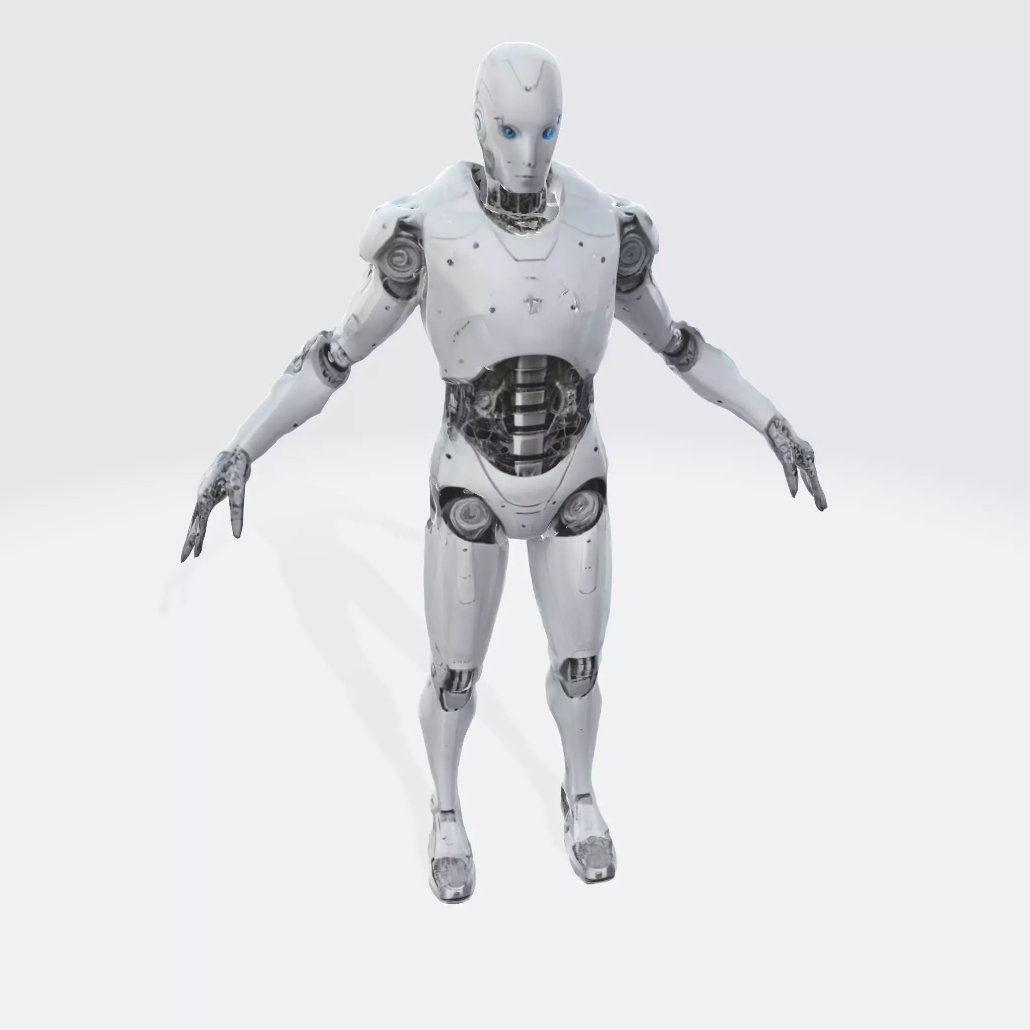 A robust with a metallic body 3D model_0