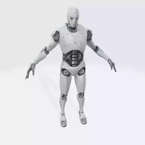 A robust with a metallic body 3D model