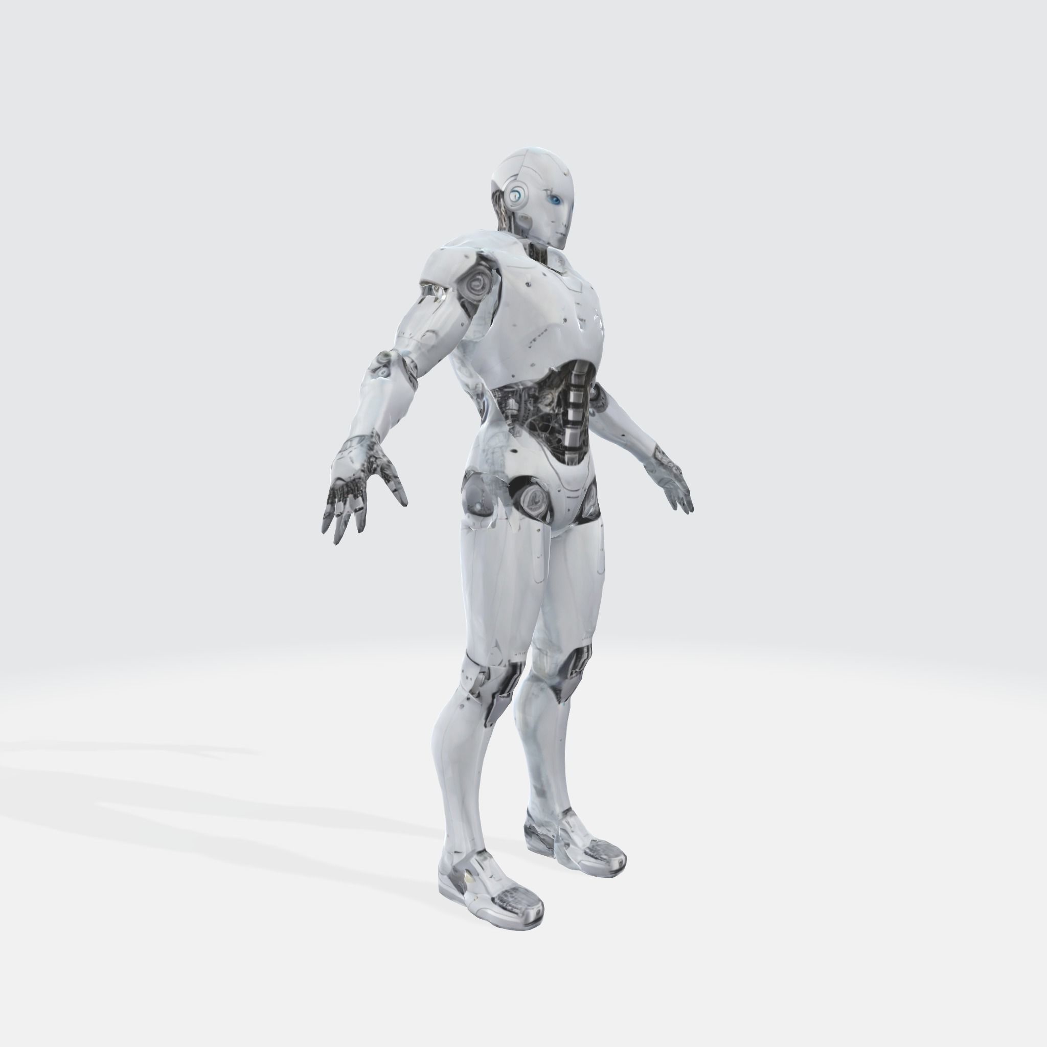 A robust with a metallic body 3D model_6