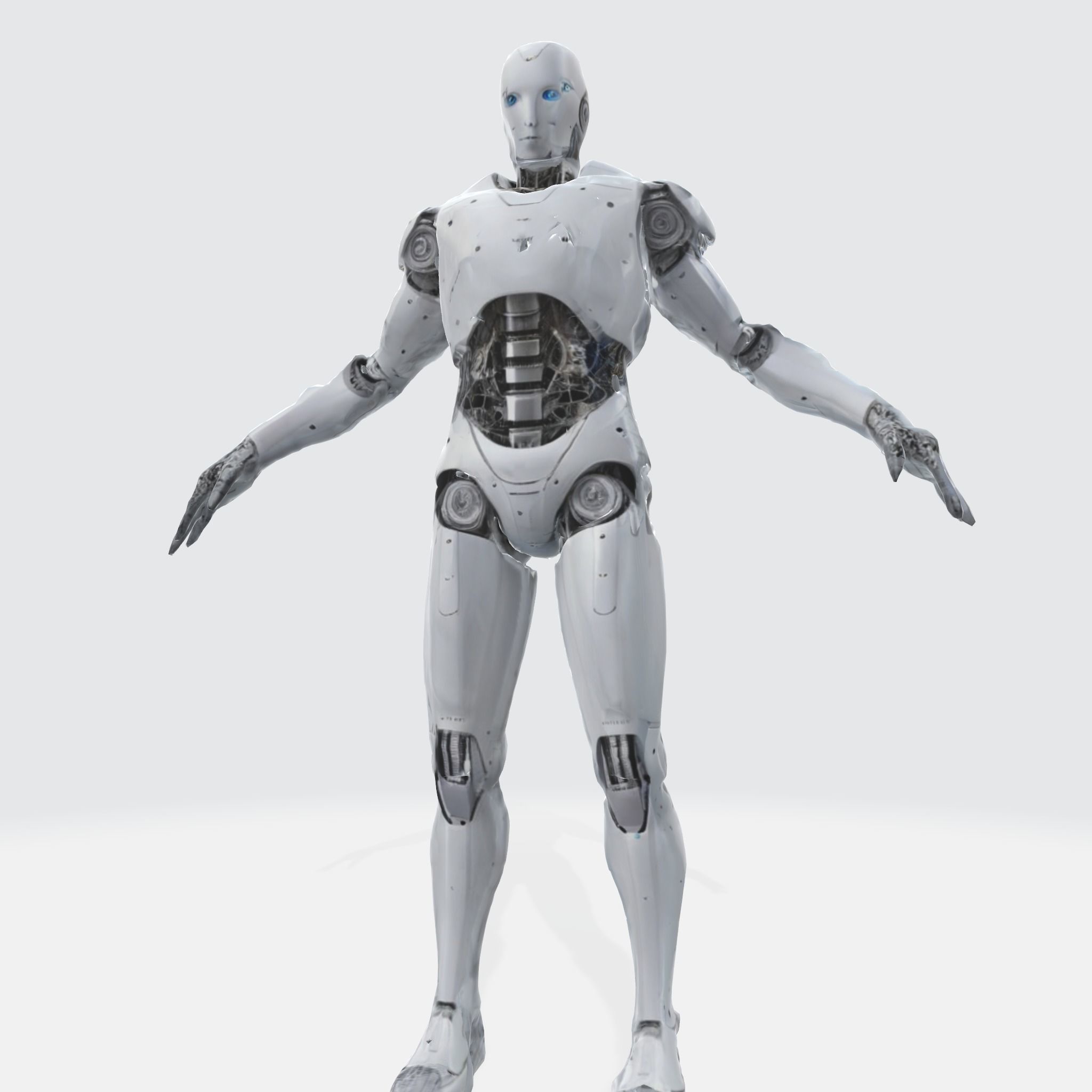 A robust with a metallic body 3D model_7