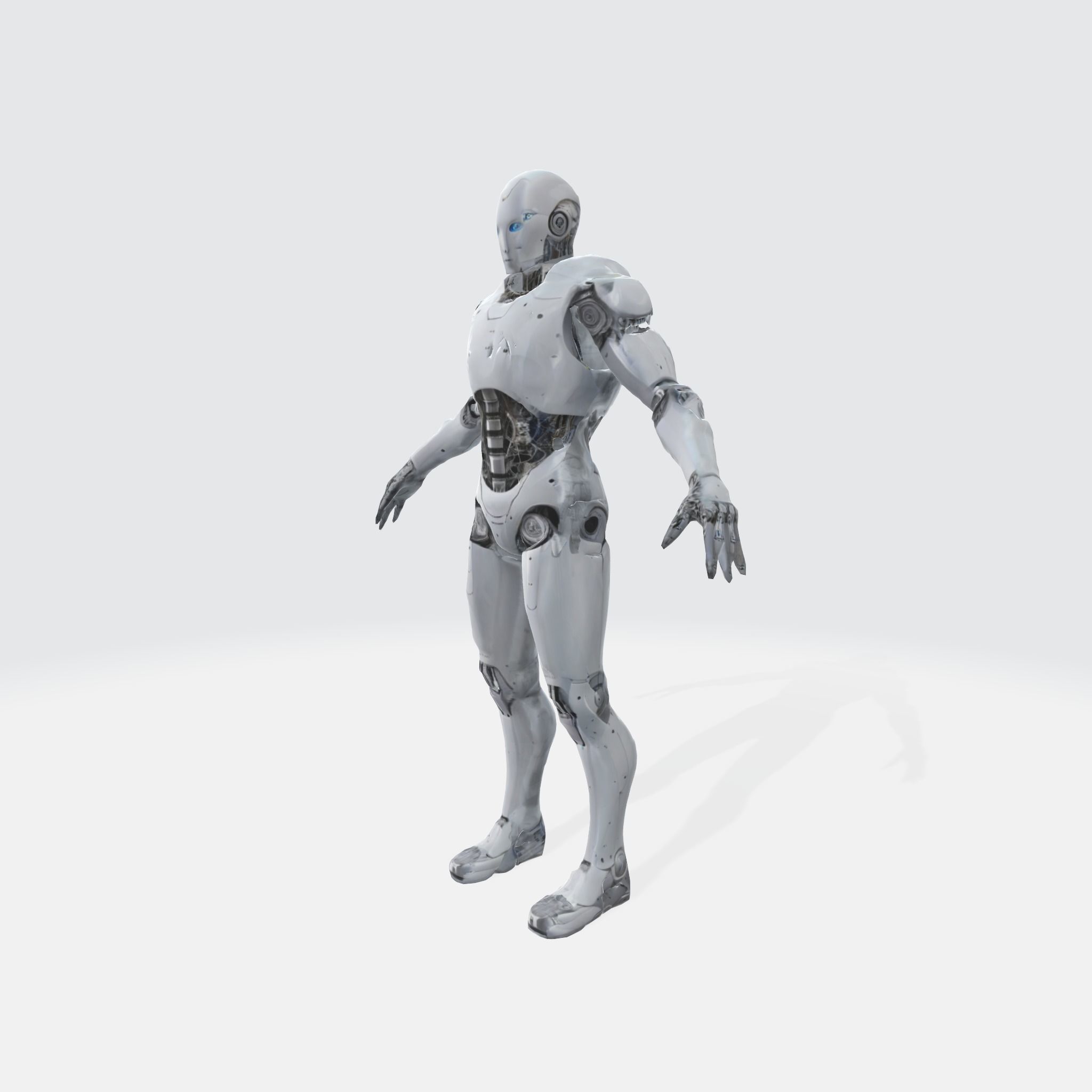 A robust with a metallic body 3D model_4