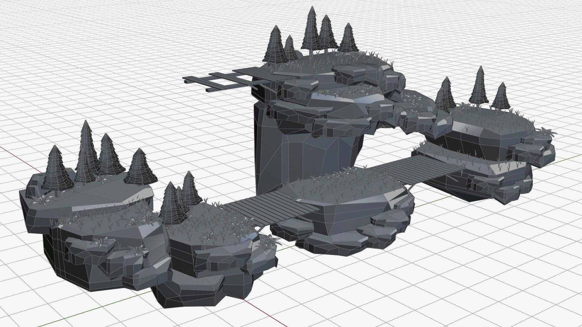 Game ready Floating Islands Environment Low-poly 3D model_2