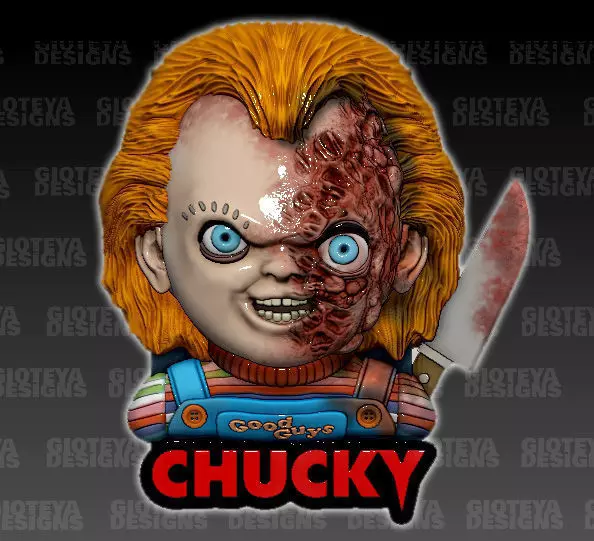 Chucky Half Burn Face 3D model_0