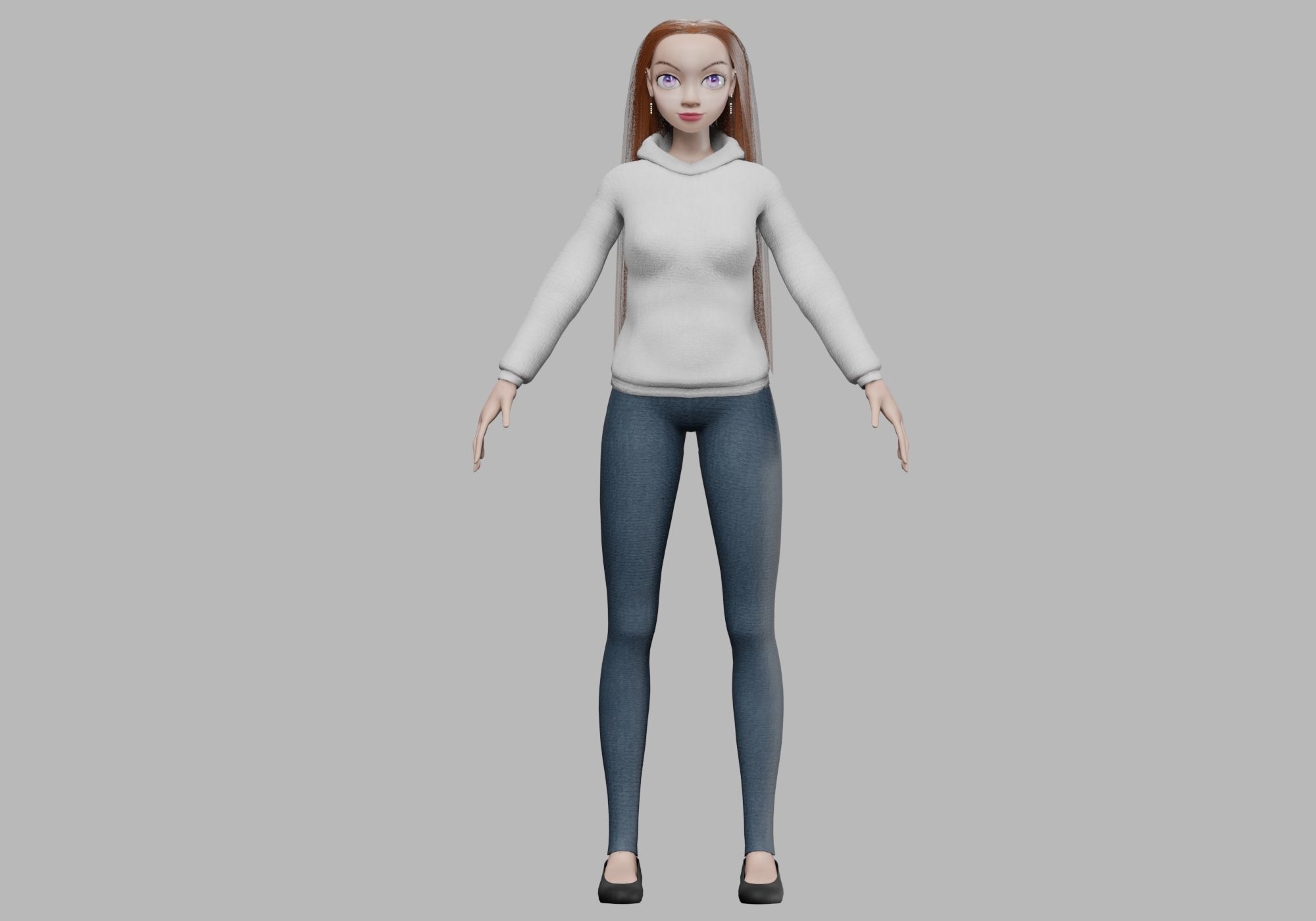young pretty girl V29670  Low-poly 3D model_1