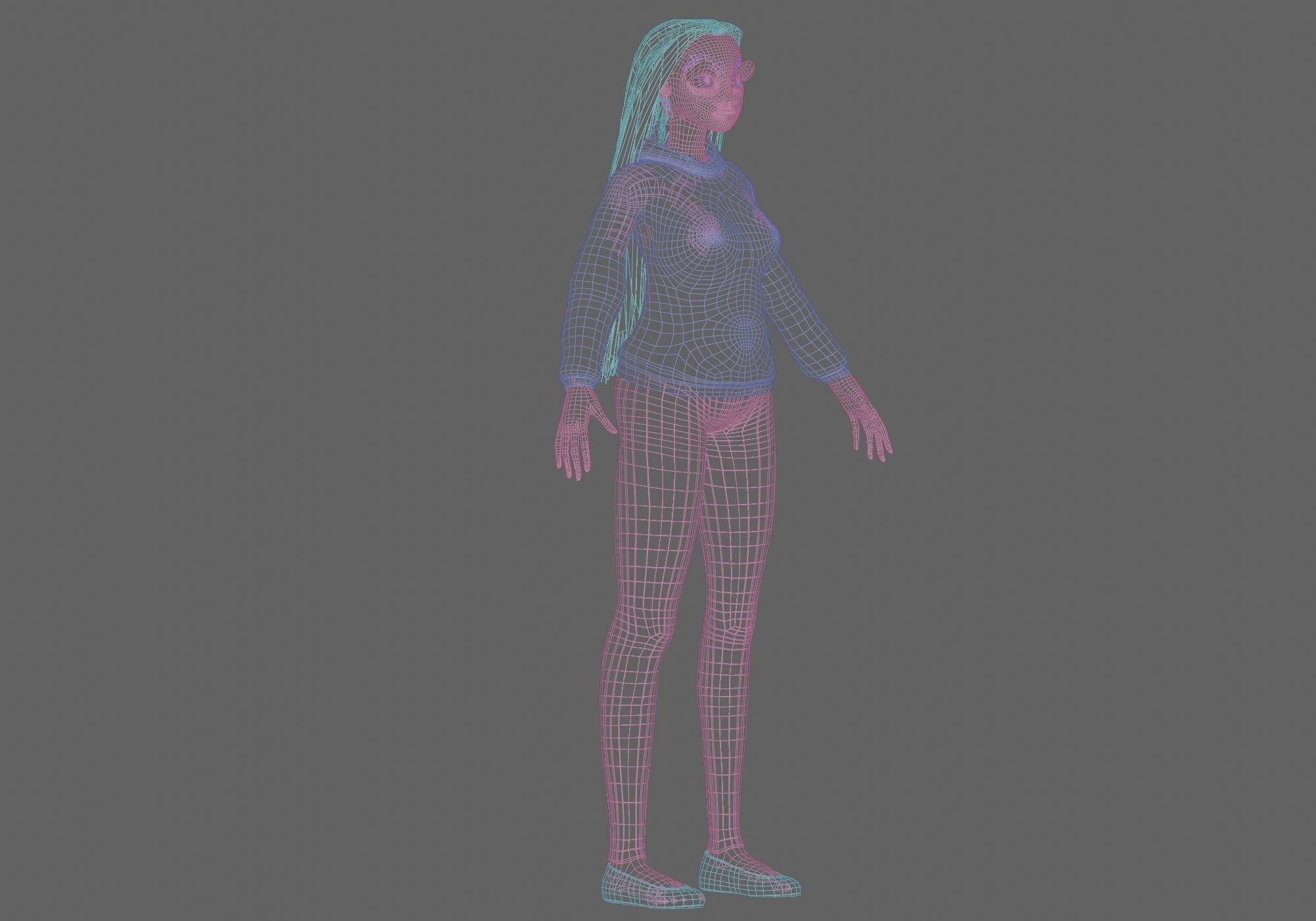 young pretty girl V29670  Low-poly 3D model_11