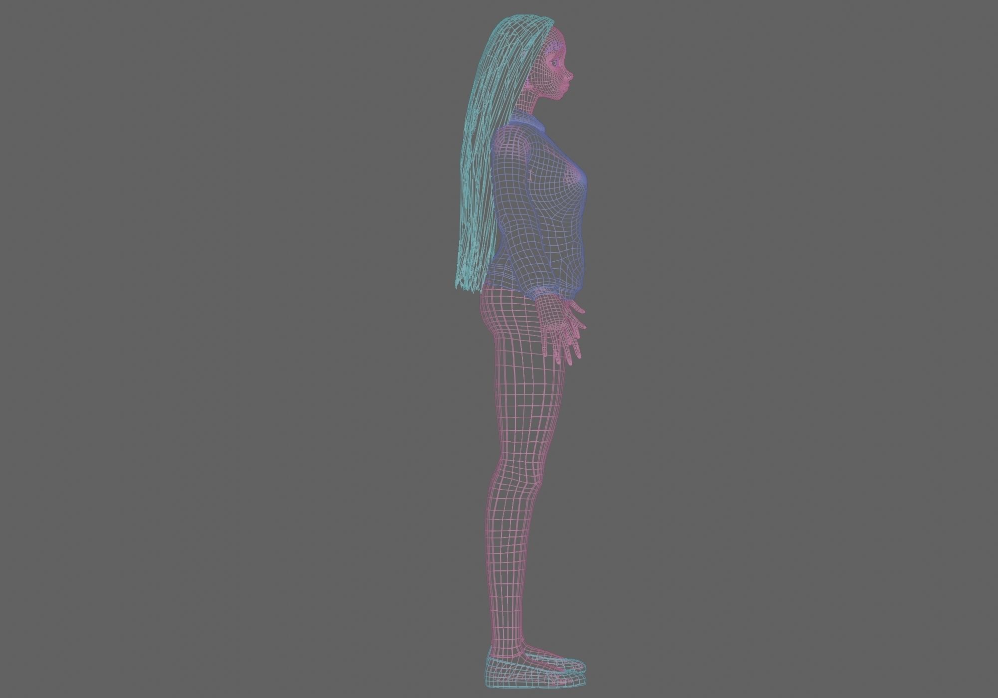 young pretty girl V29670  Low-poly 3D model_12