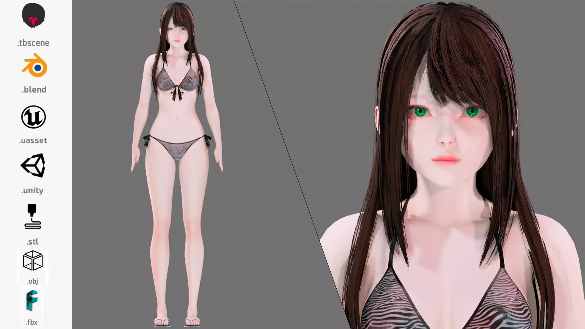 Bikini Model - UE5 - Unity - Blender - Animated - Realistic Low-poly 3D model