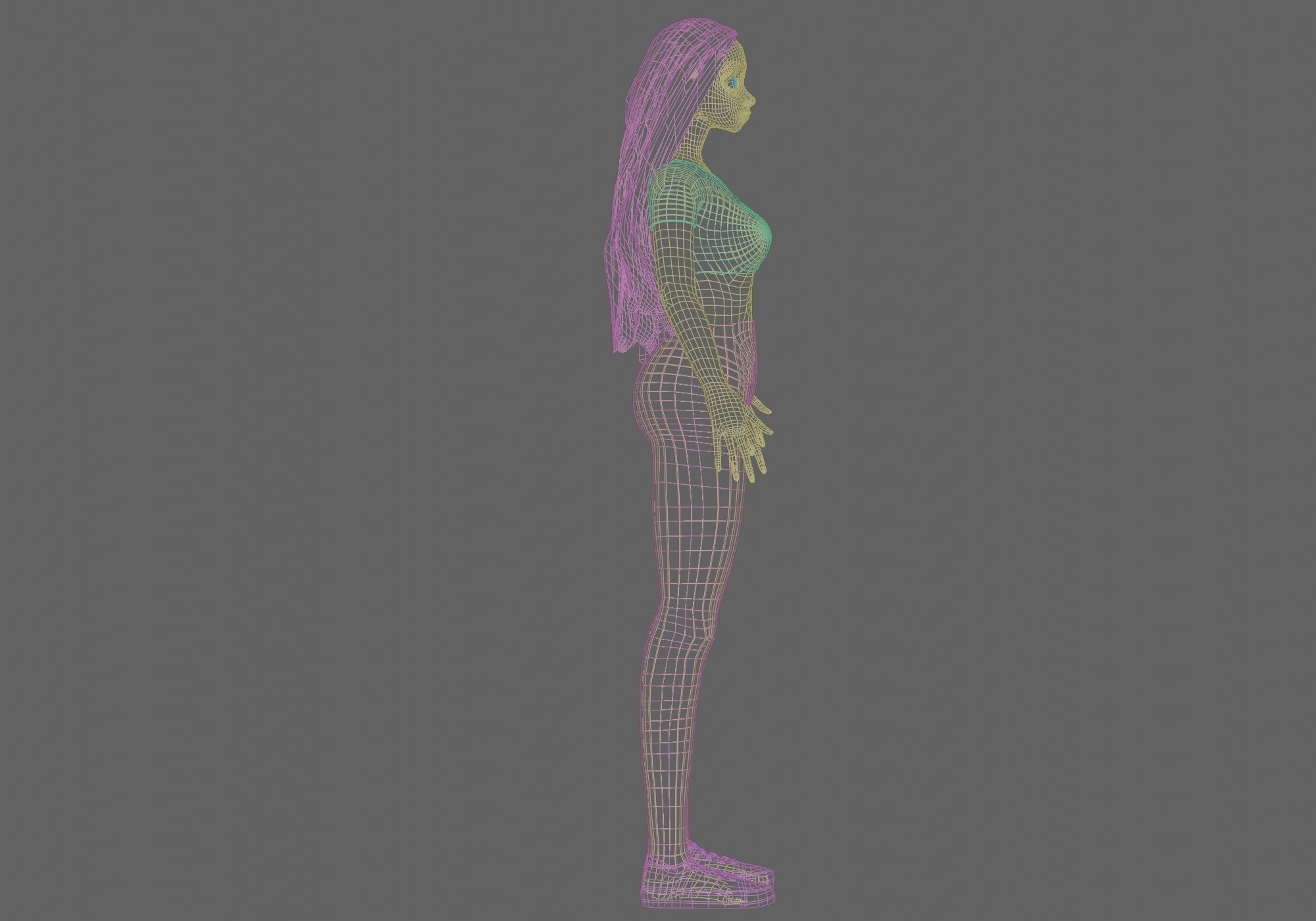 basic pretty girl V31896  Low-poly 3D model_12