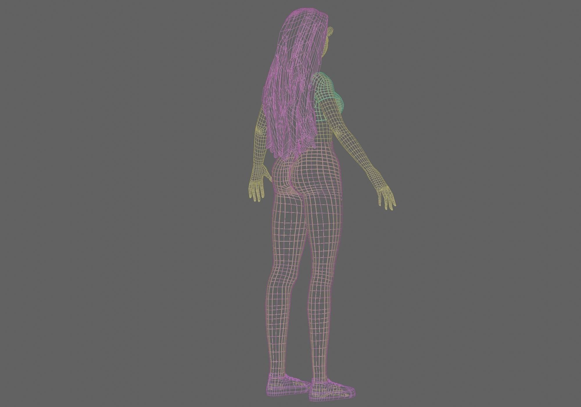 basic pretty girl V31896  Low-poly 3D model_13