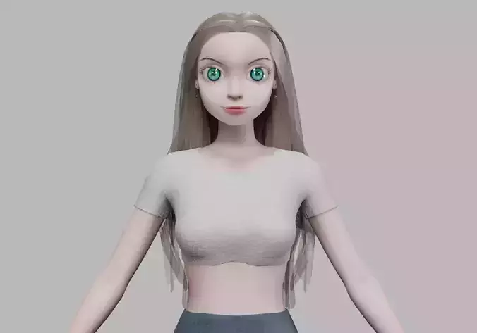 basic pretty girl V31896  Low-poly 3D model