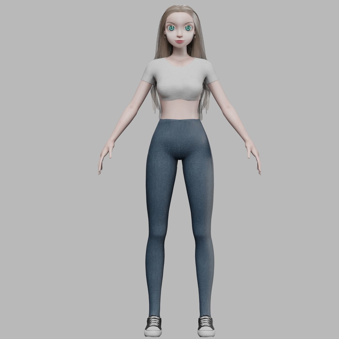 basic pretty girl V31896  Low-poly 3D model_9