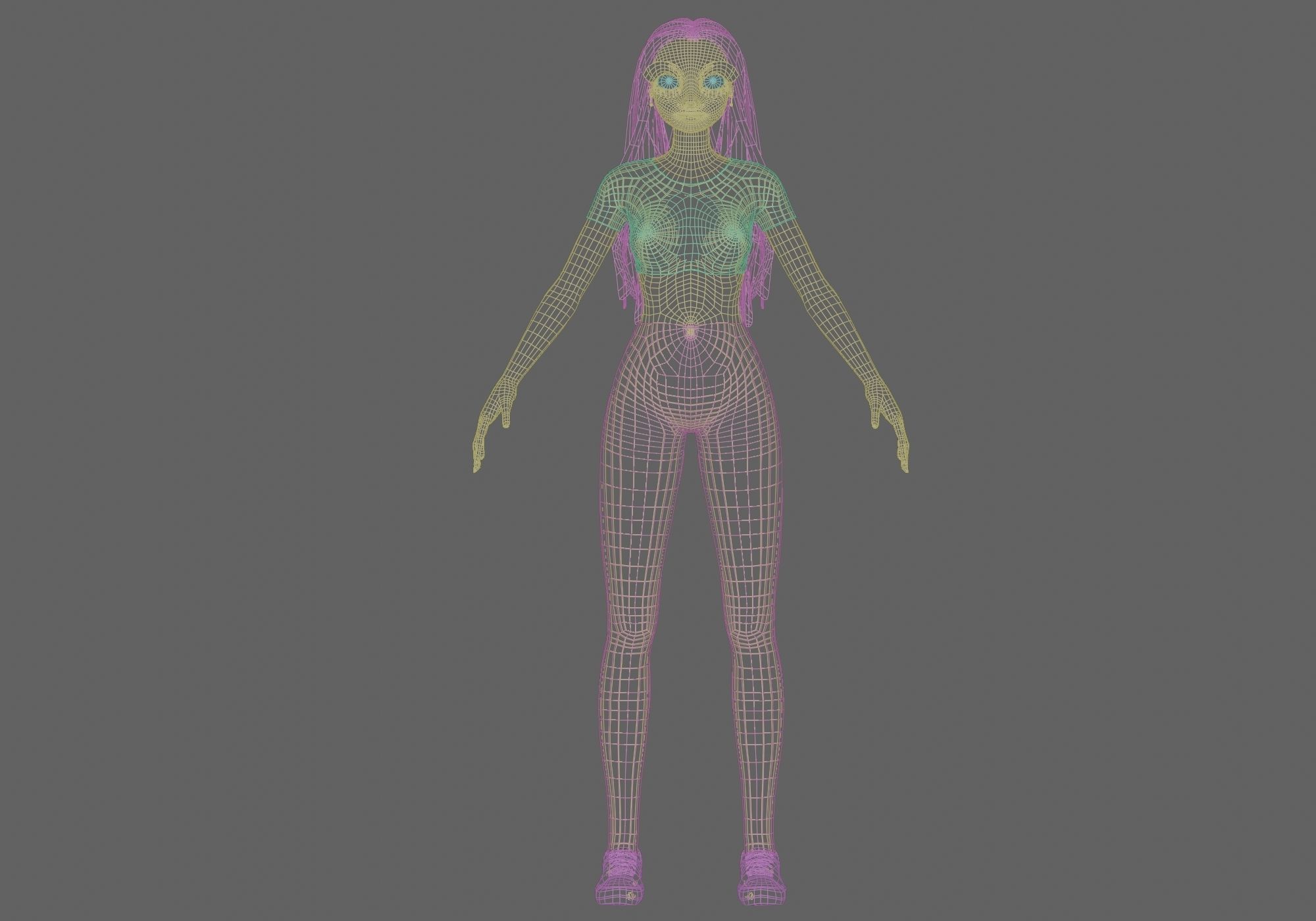 basic pretty girl V31896  Low-poly 3D model_10