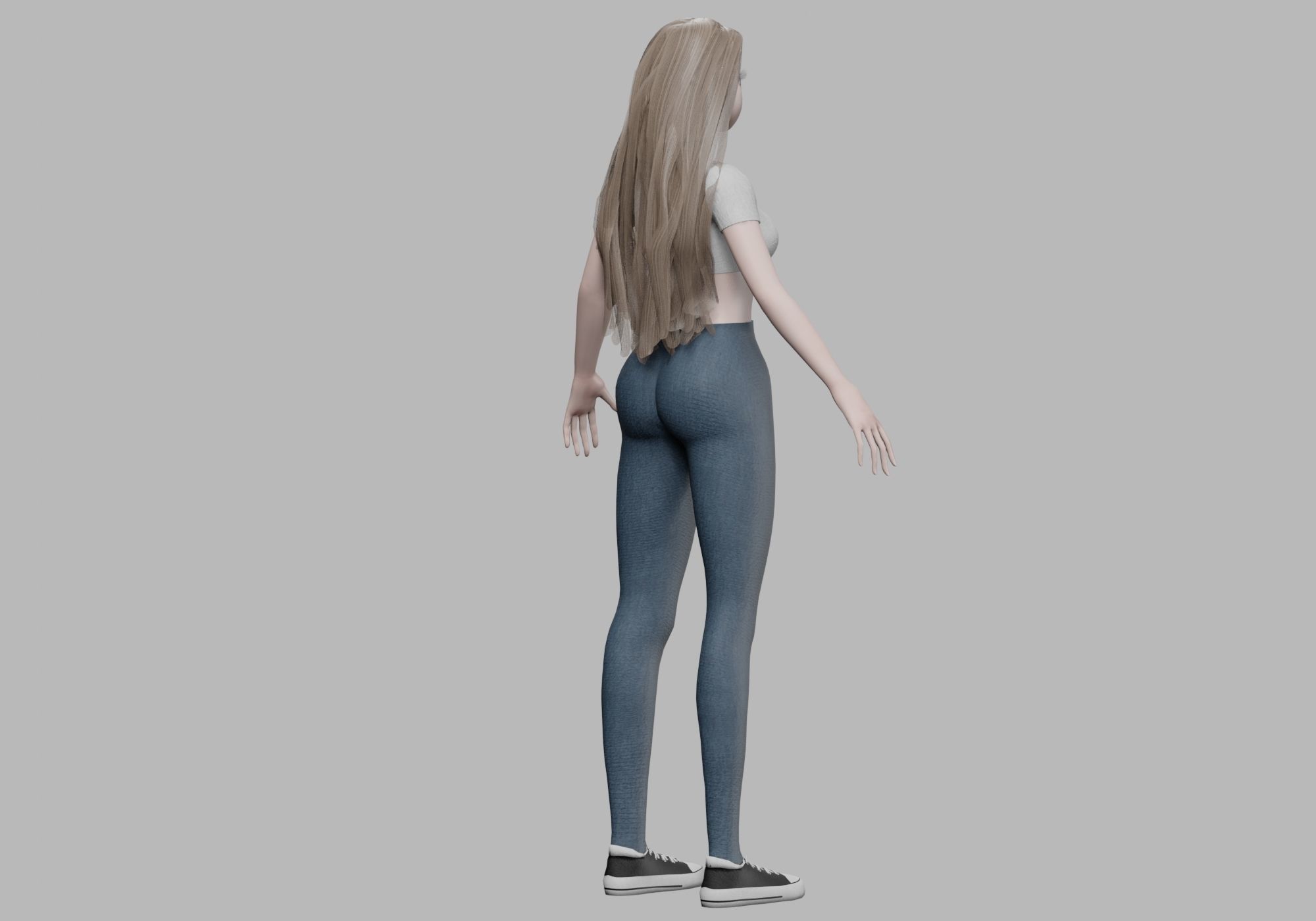 basic pretty girl V31896  Low-poly 3D model_5