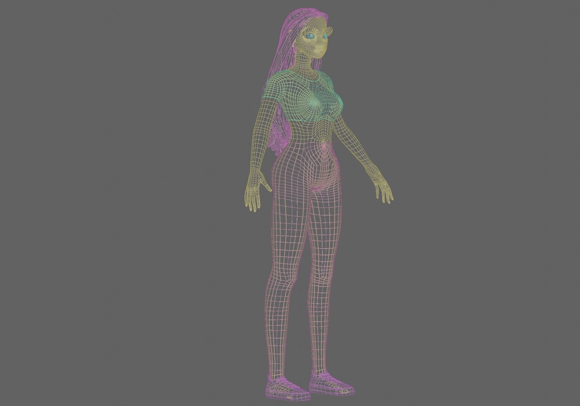 basic pretty girl V31896  Low-poly 3D model_11