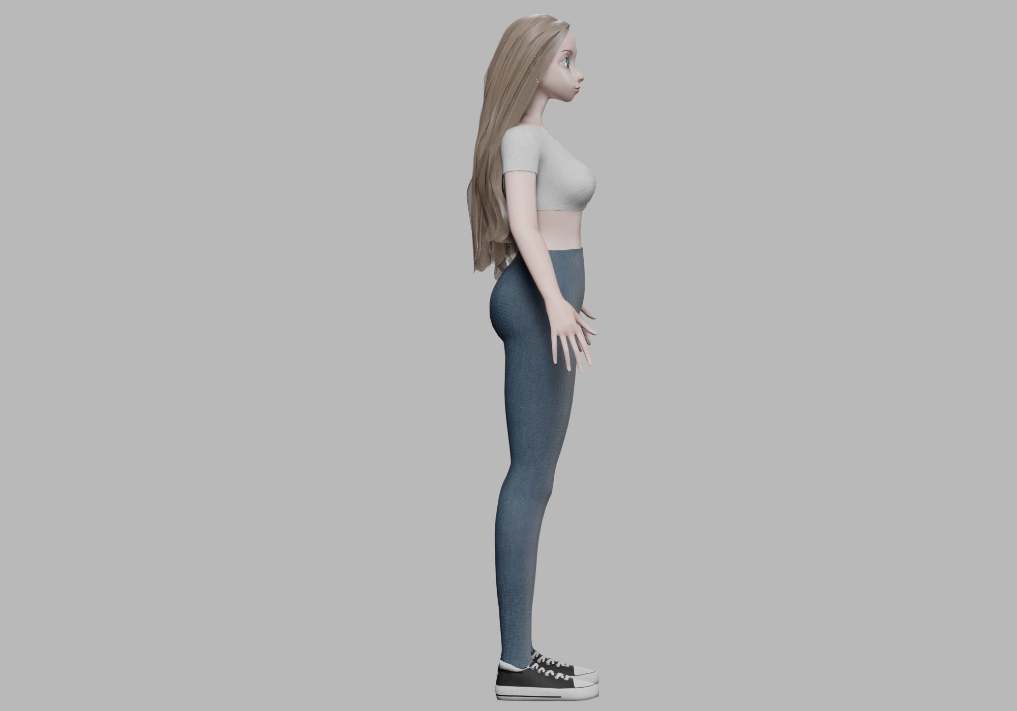basic pretty girl V31896  Low-poly 3D model_4