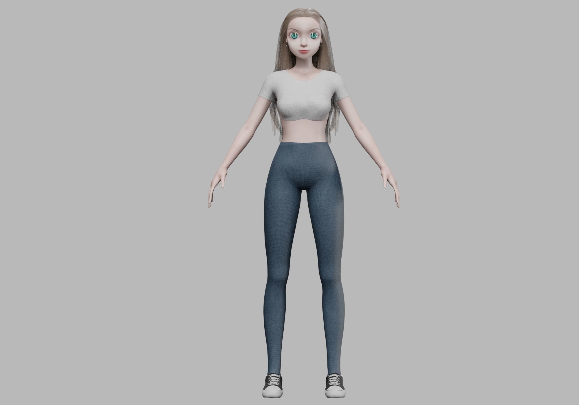 basic pretty girl V31896  Low-poly 3D model_1