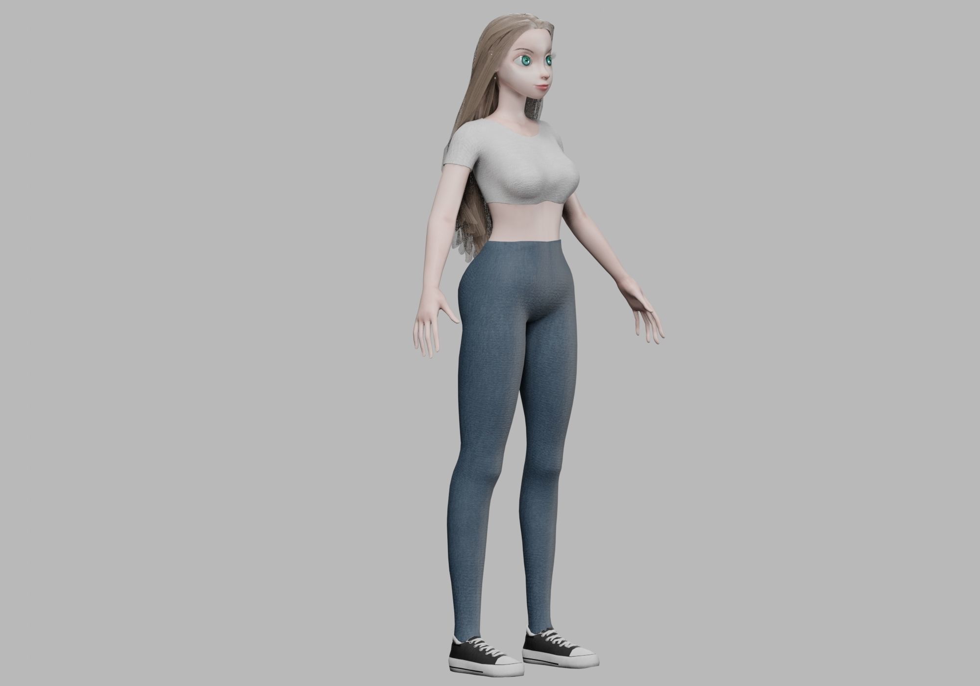 basic pretty girl V31896  Low-poly 3D model_3