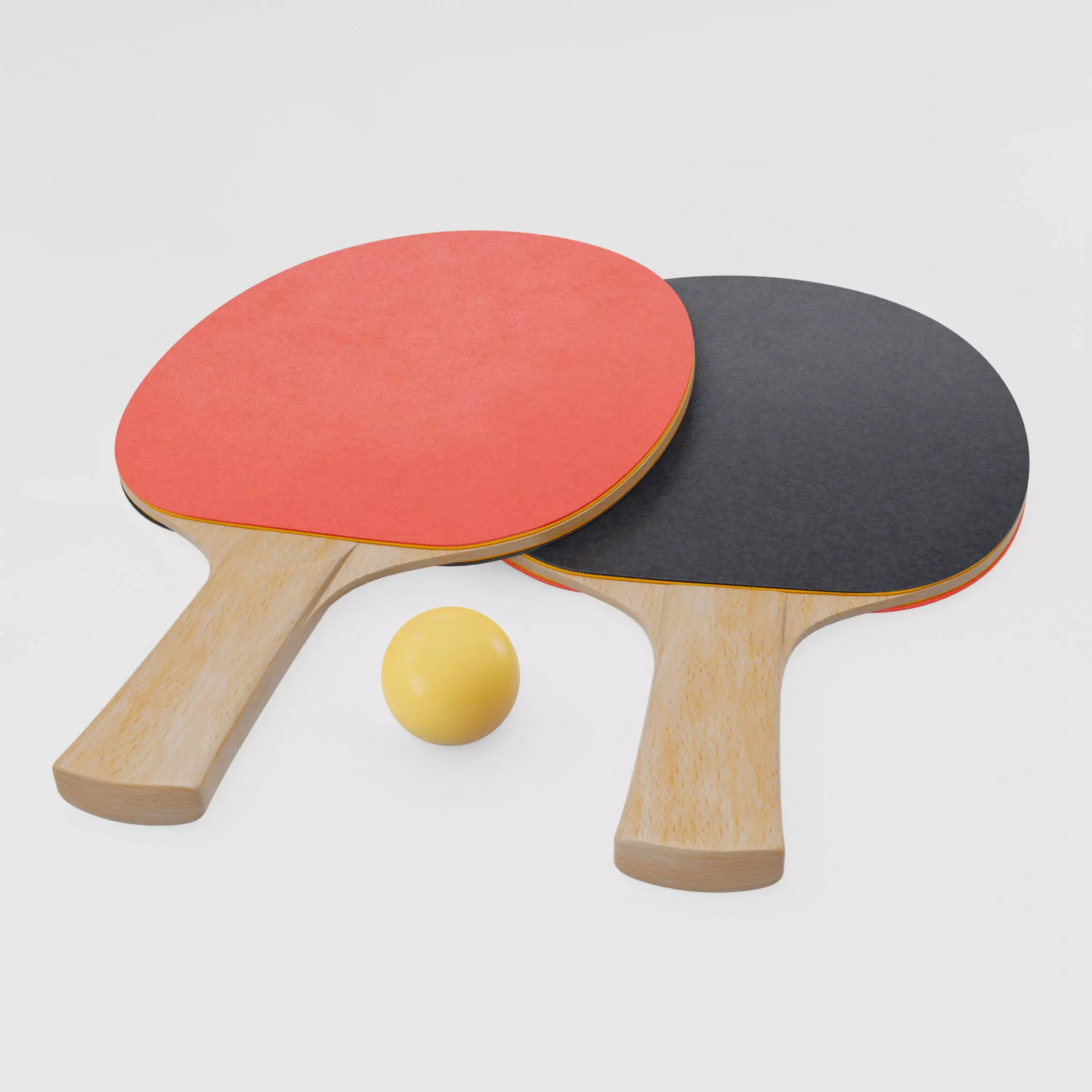 Ping Pong Paddles And Ball 3D model