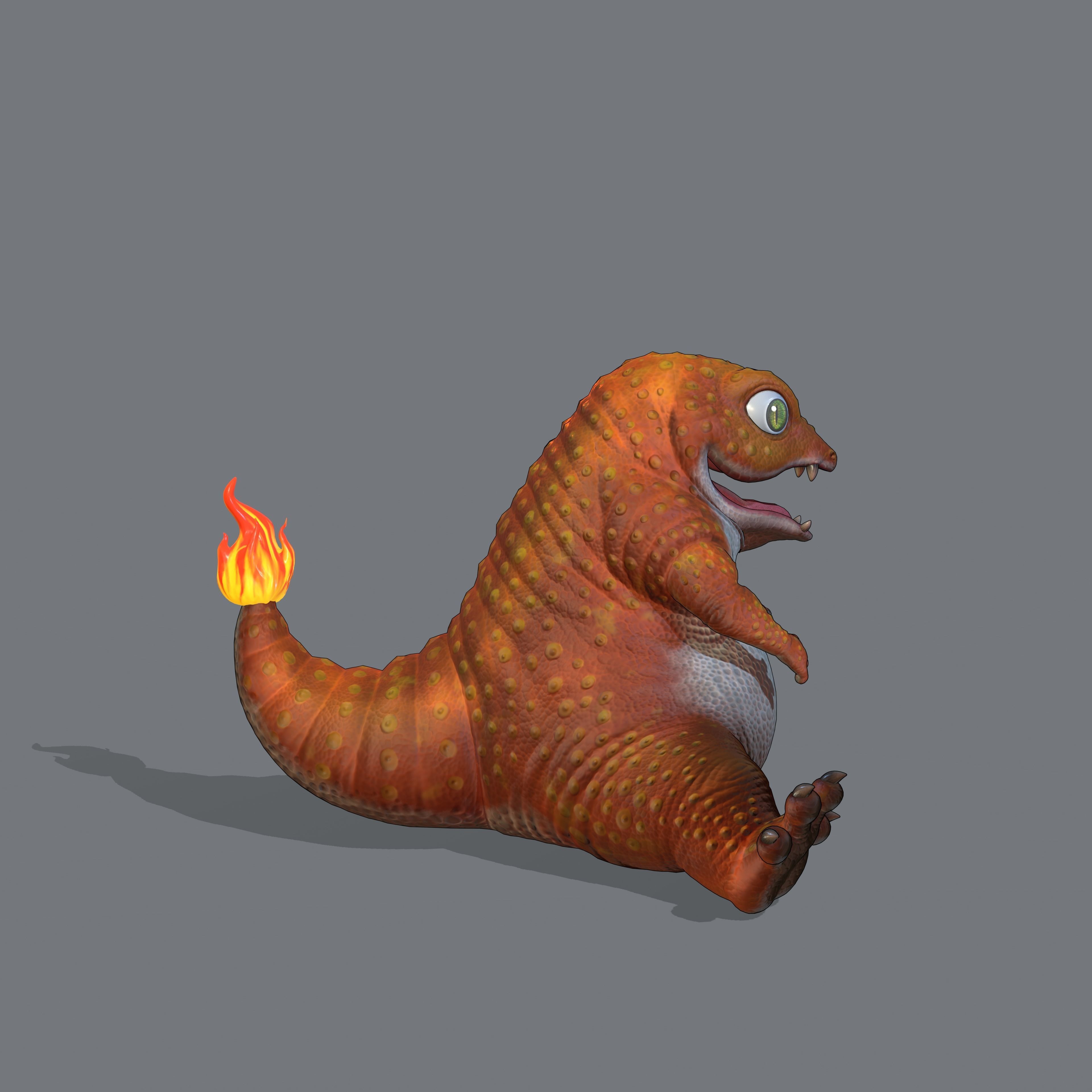 Charmander Lizard Low-poly 3D model_2