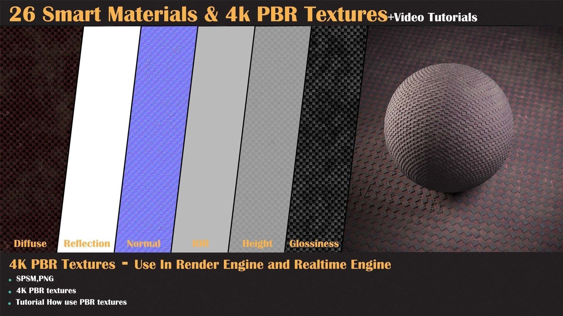 26 Smart Materials and 4K PBR Textures and Video Tutorial Texture_6