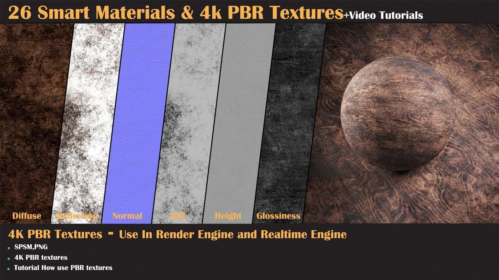 26 Smart Materials and 4K PBR Textures and Video Tutorial Texture_7