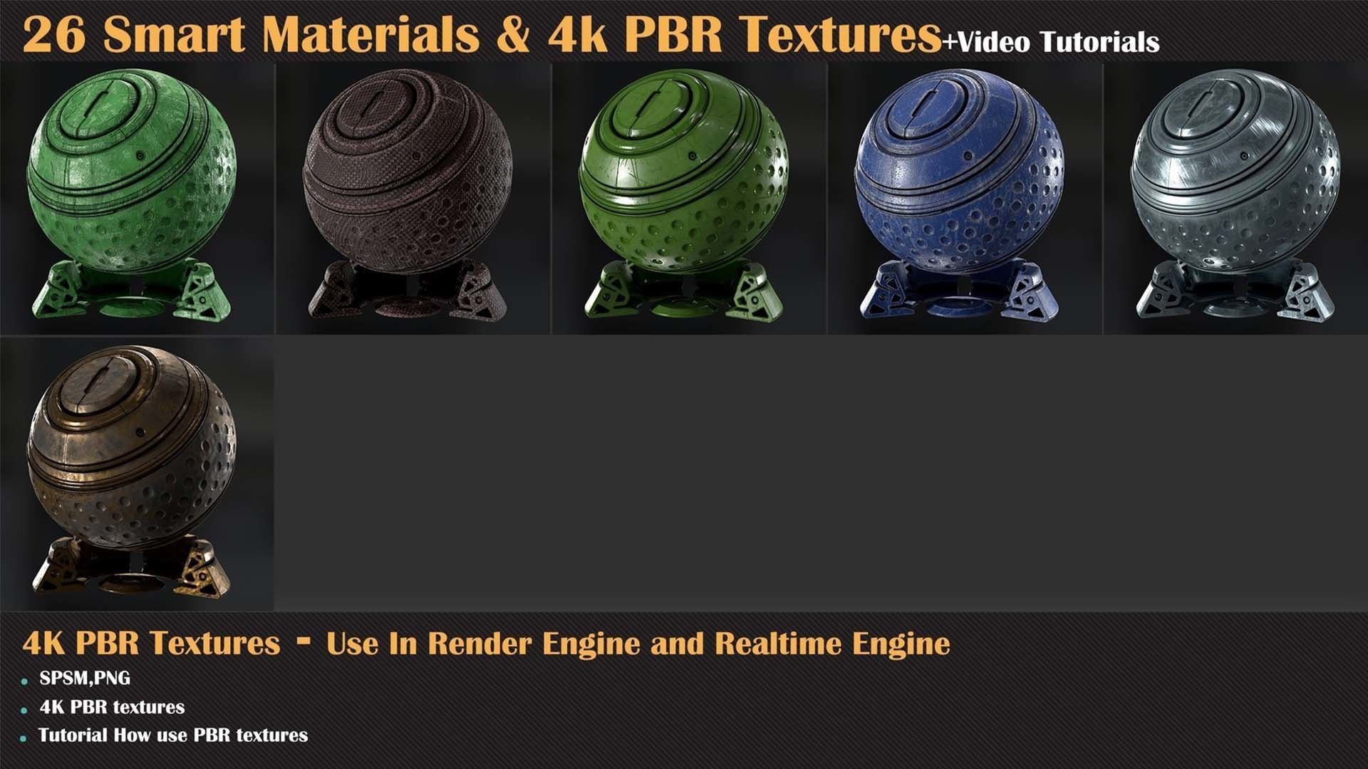 26 Smart Materials and 4K PBR Textures and Video Tutorial Texture_3