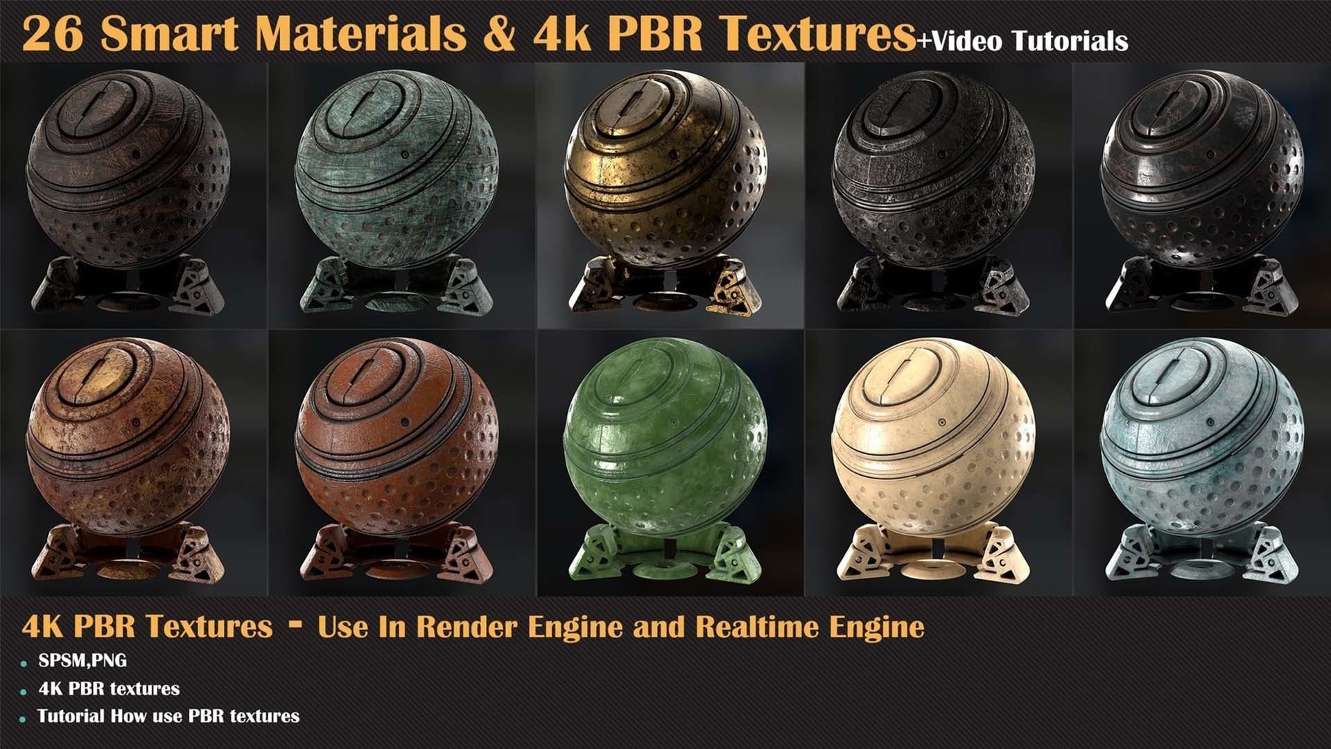 26 Smart Materials and 4K PBR Textures and Video Tutorial Texture_2