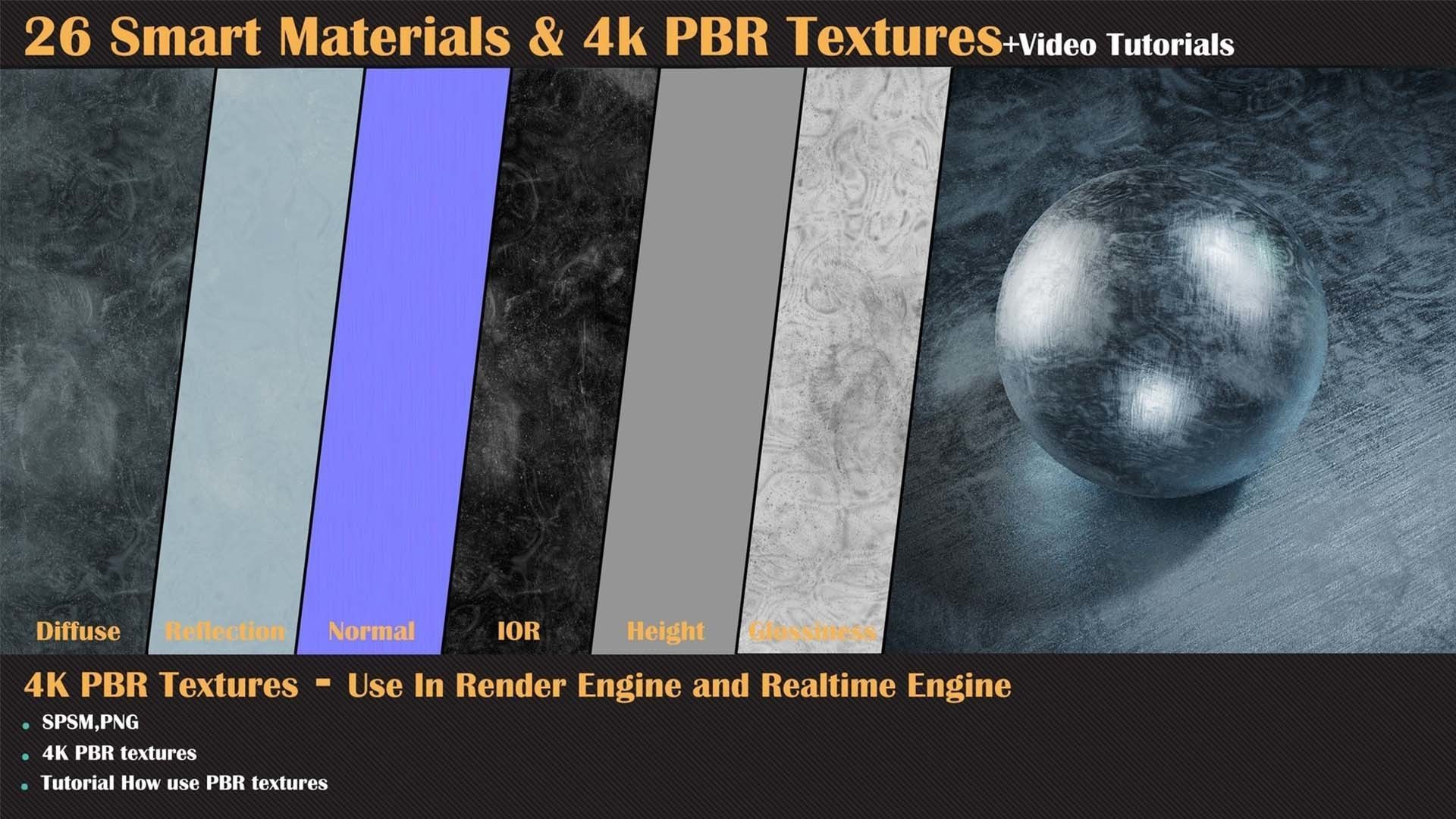 26 Smart Materials and 4K PBR Textures and Video Tutorial Texture_4
