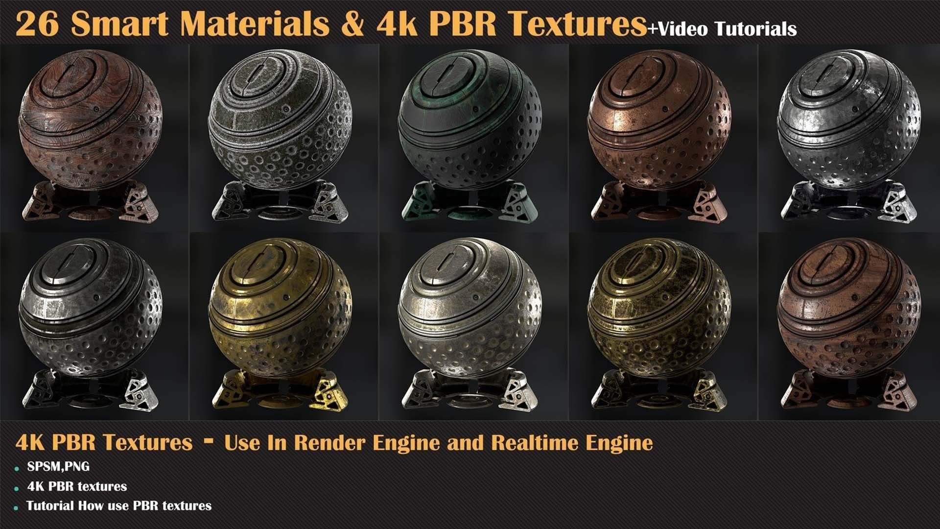 26 Smart Materials and 4K PBR Textures and Video Tutorial Texture_1