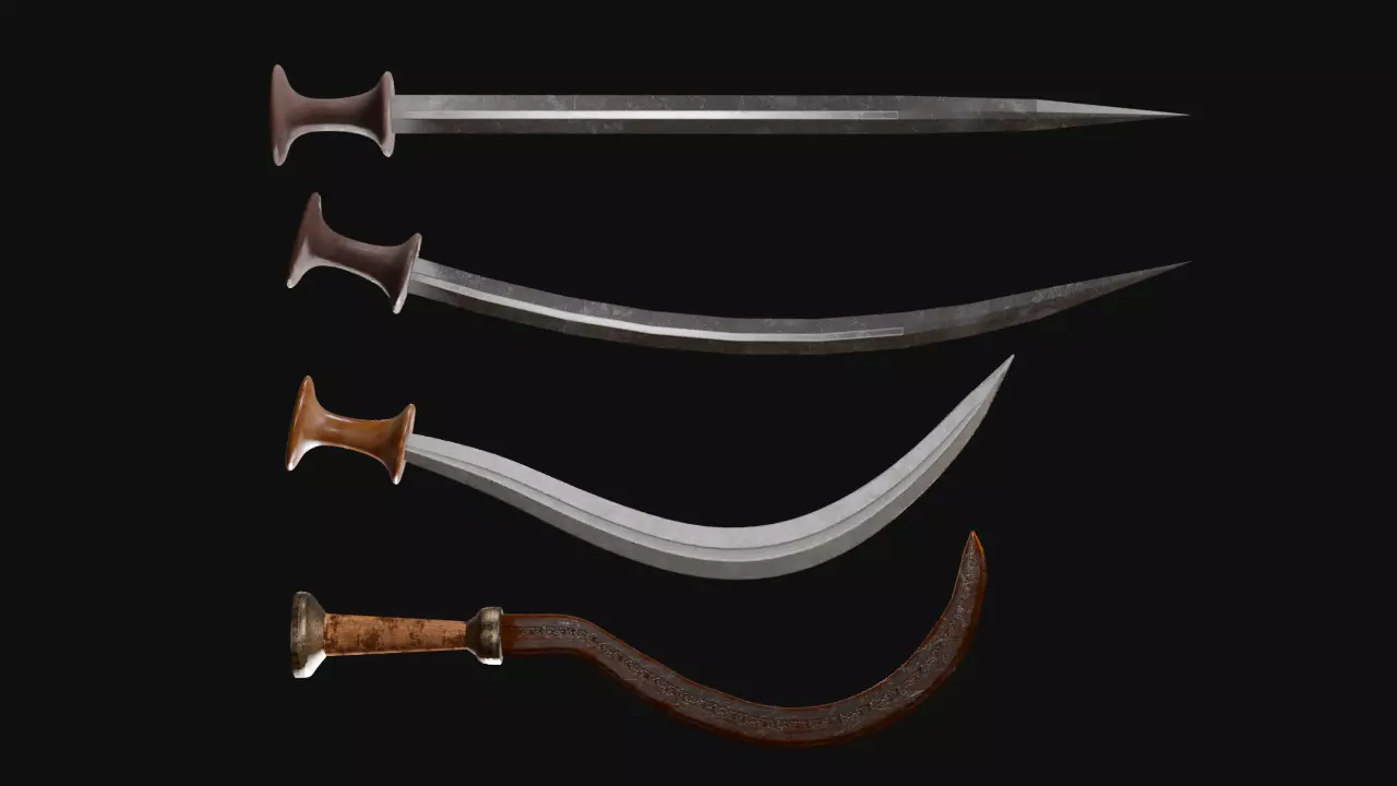 Ethiopian Swords Collection -3D Model Low-poly 3D model_0
