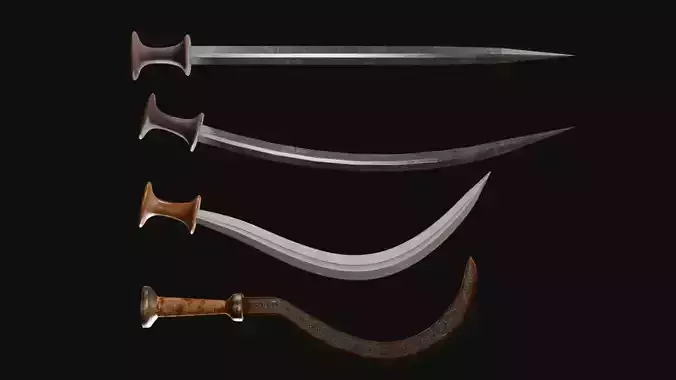 Ethiopian Swords Collection -3D Model Low-poly 3D model