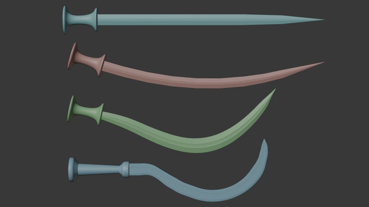 Ethiopian Swords Collection -3D Model Low-poly 3D model_4